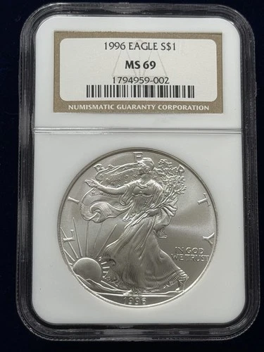 1996 MS69 NGC American Silver Eagle Coin Old Brown Label -KEY DATE!!!