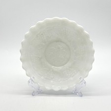 Vtg. Westmoreland Milk Glass Saucer w/Embossed Grape & Leaf  6" in dia.