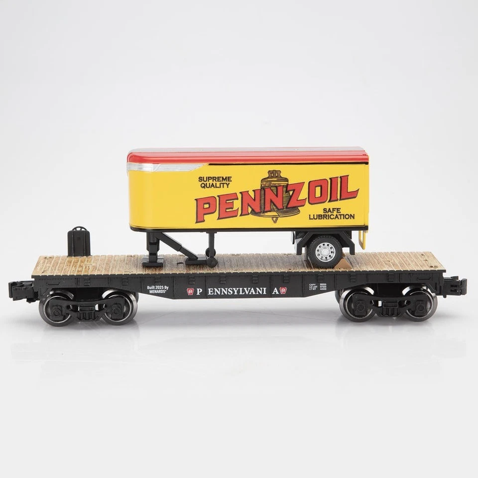 2-Piece 10-1/2" O Gauge PENNSYLVANIA Flatcars w/ Pennzoil Tractor & Trailer Set - Image 3 of 4