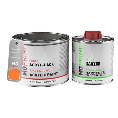 Pantone 1575C Orange Acryl Lack seidenmatt 0,75 Liter 750 ml Dose inkl. Härter