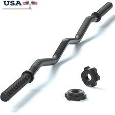 47" EZ Curl Bar Weight Lifting Bar 1-inch Curling Bars for Weight lifting Gym