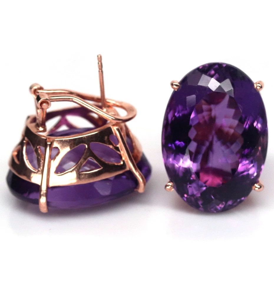 20CT Lab Created Amethyst Stud Earrings in 14K Rose Gold Over Women - Image 3 of 4