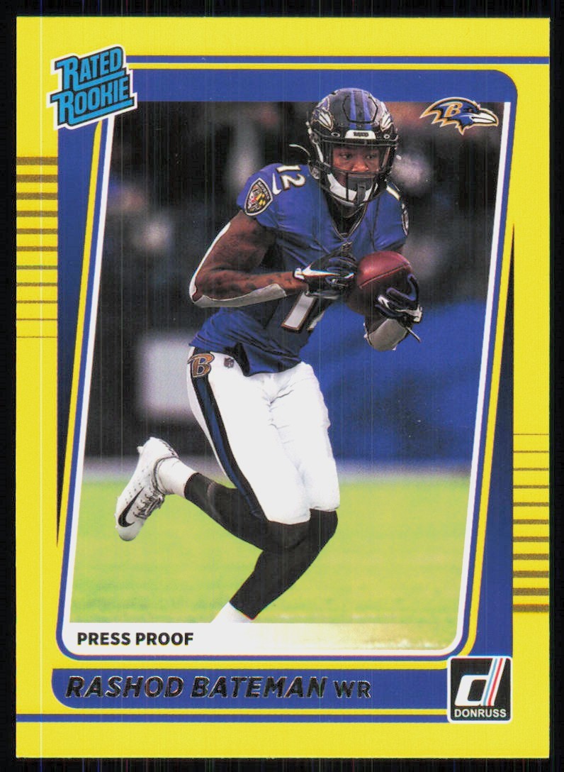 2021 Donruss Press Proof Yellow Rated Rookie Rashod Bateman Ravens #265