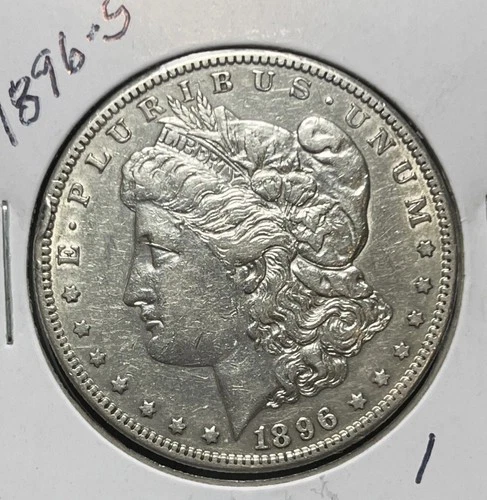 1896-S MORGAN SILVER DOLLAR , XF/AU DETAILS