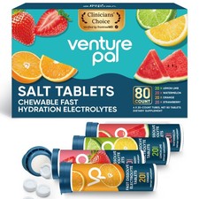 Chewable Electrolyte Tablets, 80 Count Fast-Dissolve Sugar-Free Stick Salt Ta...