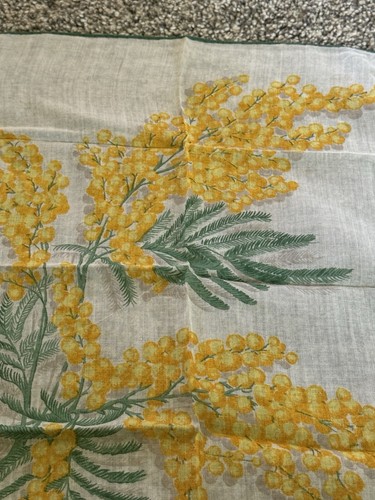 Vintage Kreier Handkerchief Ladies Hankie Mimosa Pattern Yellow Flowers - Picture 6 of 9