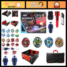 Portable Battle Arena Set with 4 Metal Fusion Spinning Tops  2 Launchers - Gyro