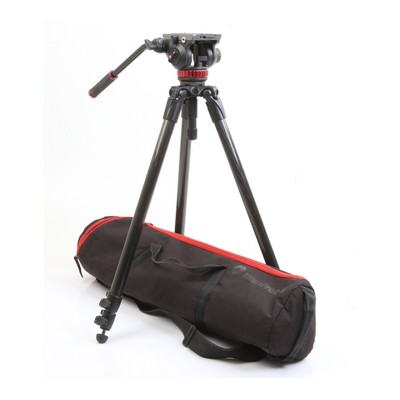 Manfrotto 535 MPRO Carbon Stativ mit MVH502AH Fluid Kopf + Sehr Gut (271236)