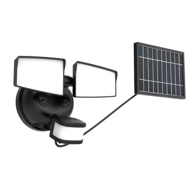 Next Gen Solar-Powered LED Security Floodlight, 2 Head W/ Motion Sensing, D2D, A