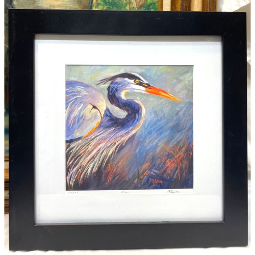 M (Molly) Reeves framed art print heron "Sassy" Signed and Numbered