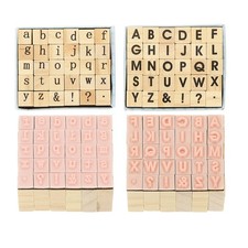 60Pcs Letter Stamps Wood Rubber Stamp Vintage Alphabet Set Wooden Stamper