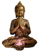 Image of Premium Large Buddha Resin Beautiful Calming Tealight Holder Impressive Detail