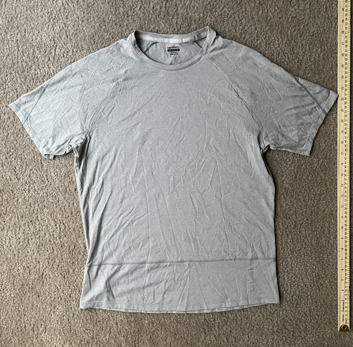 Salomon Maglietta Uomo Manica Corta Running Training Grigio Medio Training Track Tee