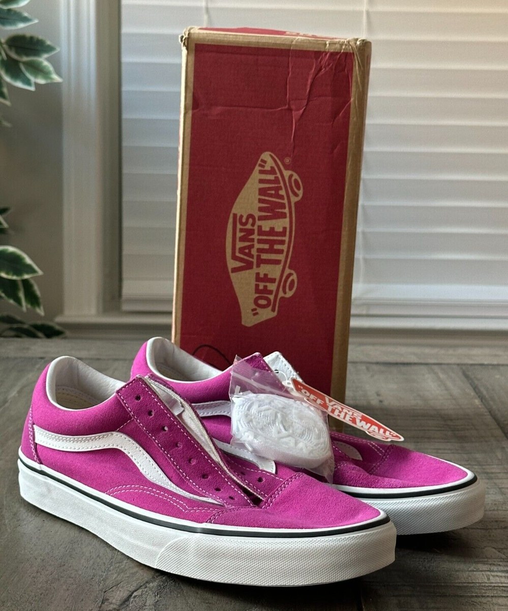 VANS Mens US Old Skool Fuchsia Red/True White Shoes Style