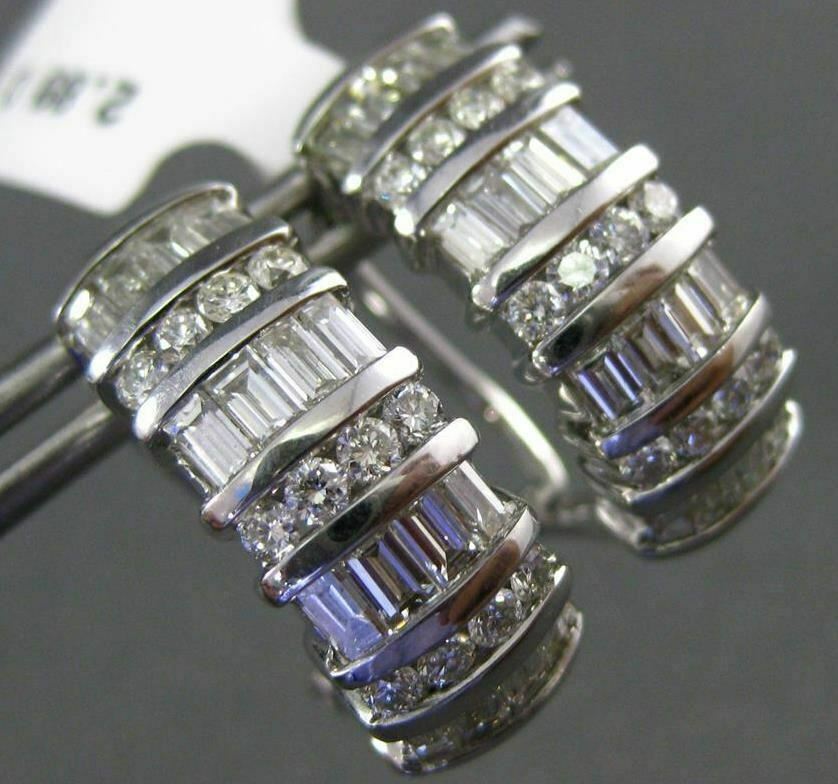 FILA WIDE 2.89CT ROUND & BAGUETTE DIAMOND 18KT WHITE G MULTI ROW CLIP ON EARRINGS