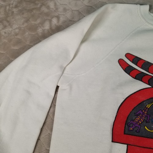 VTG 70’s Aztec Artwork Crewneck Sweatshirt Sz L Worn Rare - Picture 3 of 11