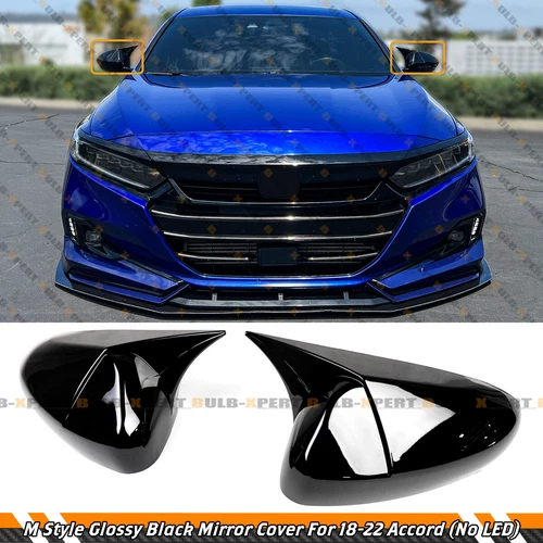 FOR 18-22 HONDA ACCORD 10TH M STYLE GLOSS BLACK SIDE MIRROR COVER CAP W/O LIGHT