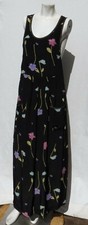 Vtg CAROL ANDERSON Black Floral Print Rayon Racerback Summer Maxi Dress USA M