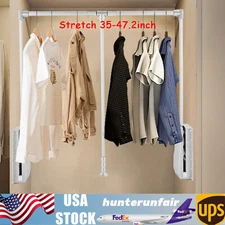 35-47 Inch Adjustable Closet Rod Closet Mounted Hanger Wall Mounted Hanging Rod