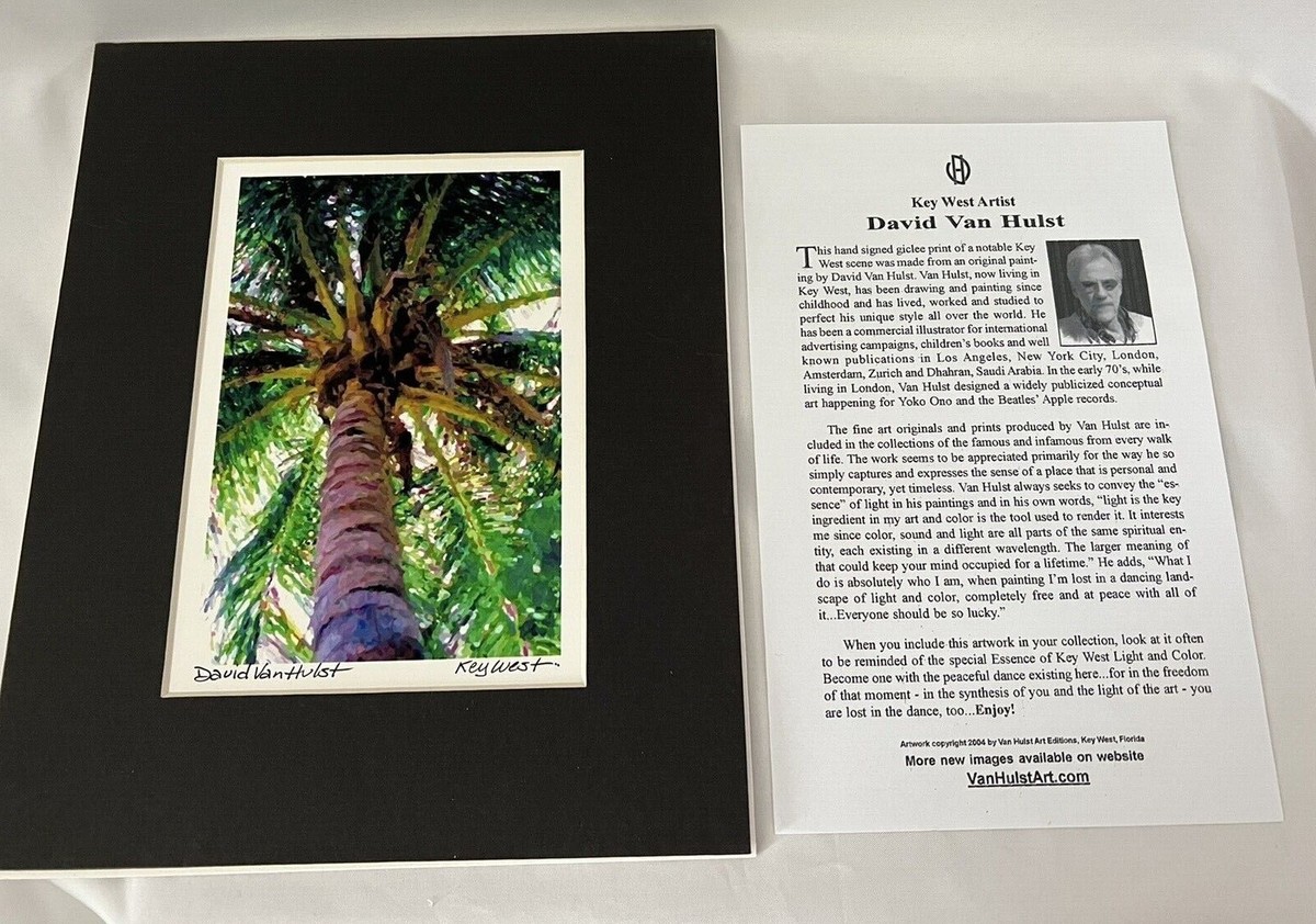 David Van Hulst Key West Artist Palm Tree Giclee Print 8x10 Black