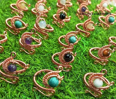 Trendy Malachite & Mix Gemstone Silver Plated Copper Wire Wholesale Lot Rings