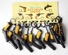 12X RARE VINTAGE 80'S COLT 45 CAP GUN DIE CAST KEY CHAIN PISTOL KEYCHAIN NEW