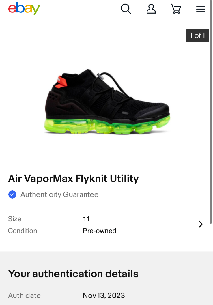 Nike Air Vapormax Flyknit Utility Black Volt Green Mens Size 11