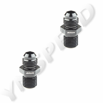 2PCS Aluminum 6AN AN-6 Male Flare To M14 x 1.5mm Straight Fitting Adapter Black