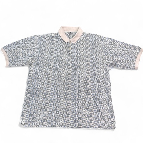 Vintage Columbia Polo Shirt Mens Size Medium All Over Print Short Sleeve Outdoor