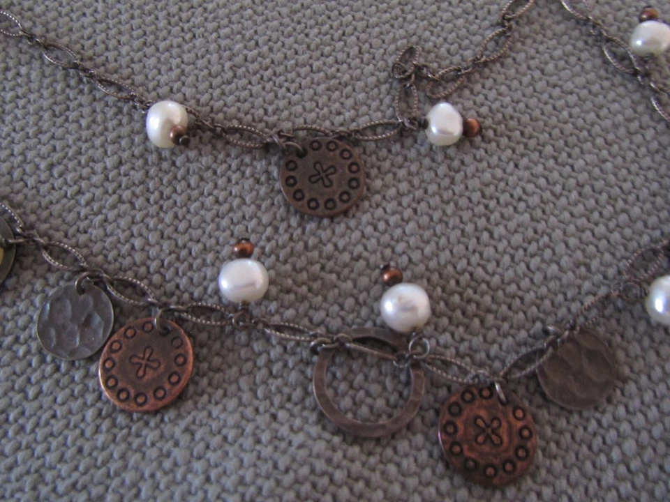 Collar y pendientes Silpada de plata esterlina perlas de agua dulce monedas de cobre Foto 2 de 4