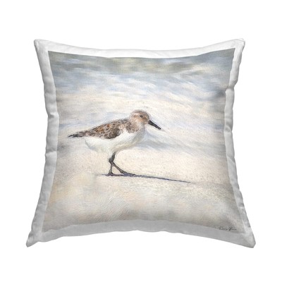 Sandpiper Bird Stepping Summer Beach Shoreline Design by Denise Brown Throw P...