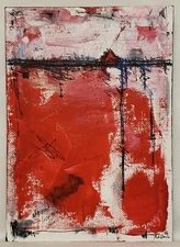 No.489 Mini Original Abstract Modern Minimal Urban Landscape Painting By...