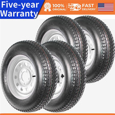 Set of 4 ST205/75D15 Trailer Tires & Wheels 5Lug Load Range C 15" Rim Fuel-save