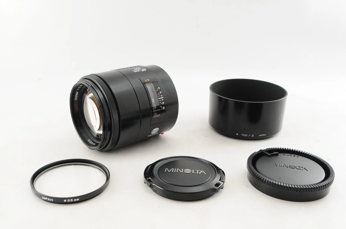 【Mint w/Hood】 Minolta AF 100mm F2 Portrait Lens Sony A Mount From Japan #1345