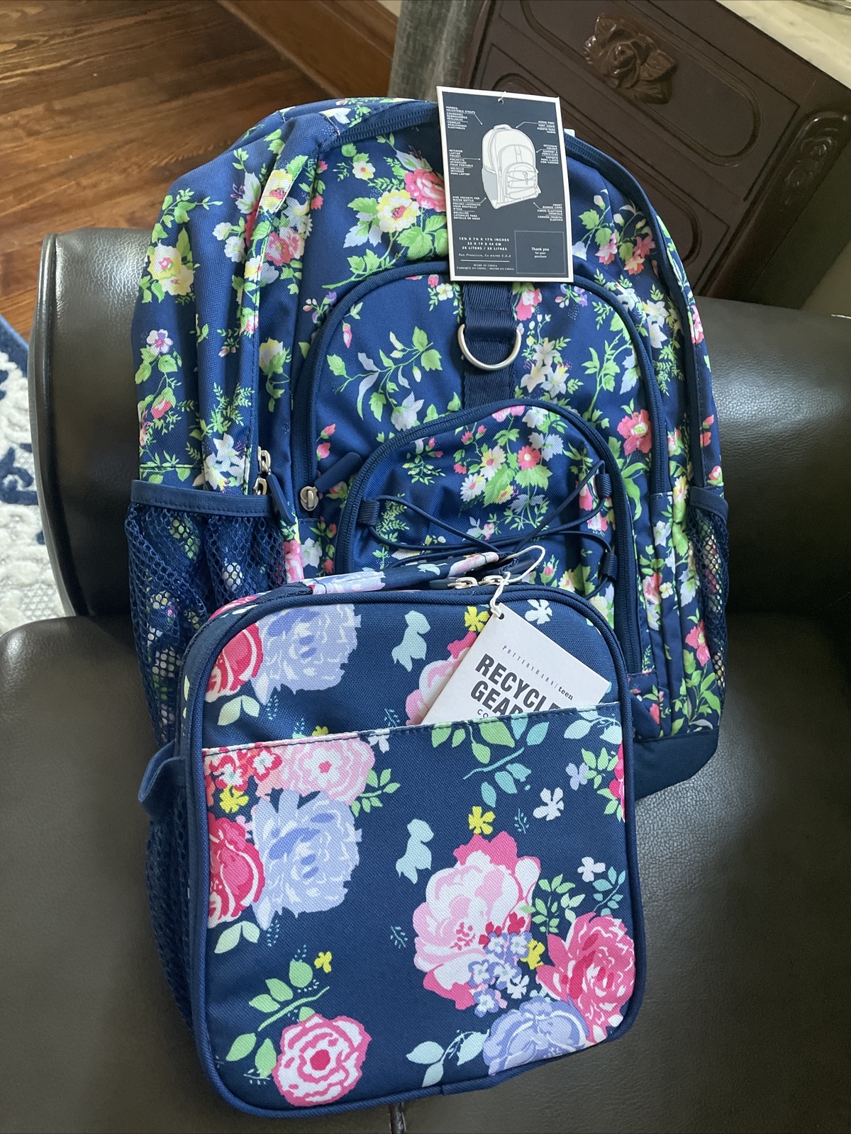 PONY ZAINO grande floreale scuola fienile ceramica + scatola pranzo fiore teen borsa ragazza bambino.