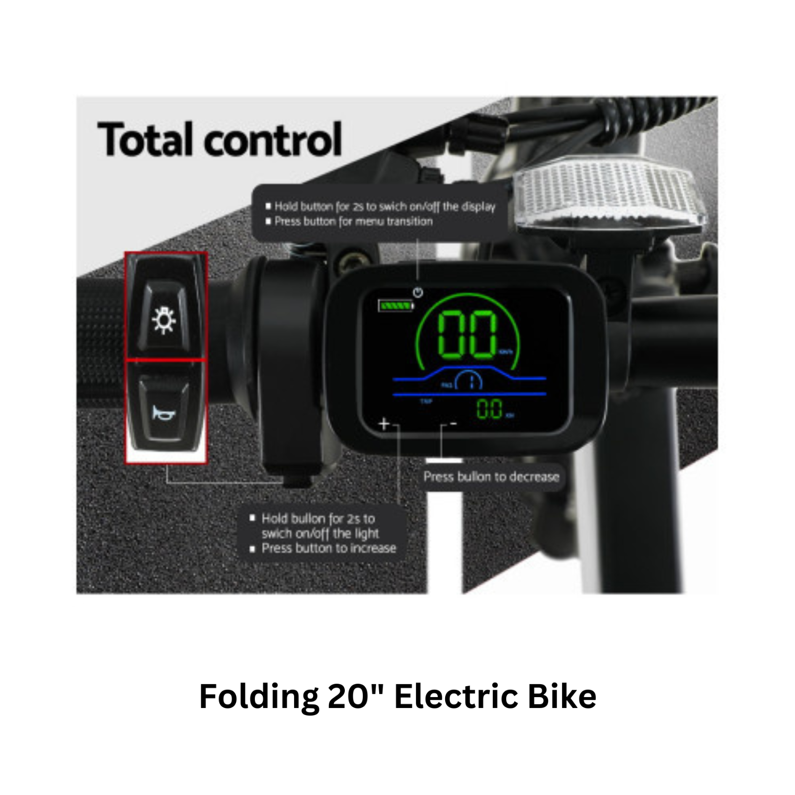 20" Electric Bike Light Weight Folding eBike Removable Battery 25km