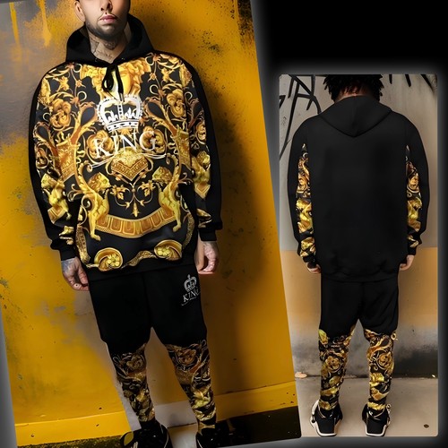 ^KING V3R$@C3^ LUXURY CUT & SEW SWEATSUITS FOR MEN (EMBROIDERED LOGO) - Picture 11 of 13