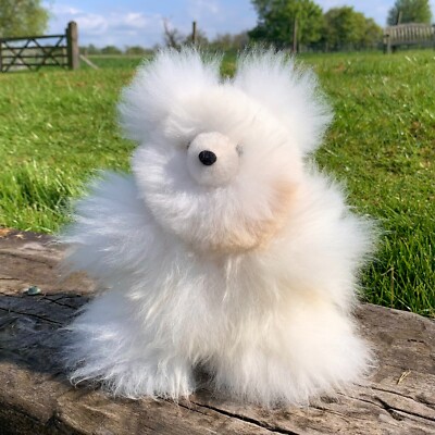 Alpaka Teddybären - klein 8 Zoll flauschiges Plüschfell kuschelig, Stofftiere, Farben, in UK