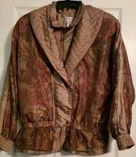 Vtg Lavon Womens Size Medium Quilted Shawl Collar Windbreaker Jacket