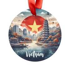 VIETNAM Landscape, Vietnamese Travel, Personalized Round Acrylic Ornament Gift