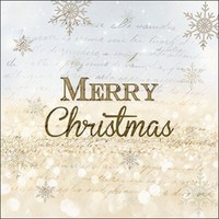 "20 Servietten\"X-Mas Atmosphere\"Schriftzug Gold Schnee-Sterne*33X33 Weihnachten"