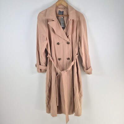 NEW Tokito womens trench coat size 14 beige long sleeve belt