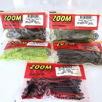 Zoom Super Salt Plus U-Tale 6'' Worm 20 Count Pack You Pick Color Bass Fishing