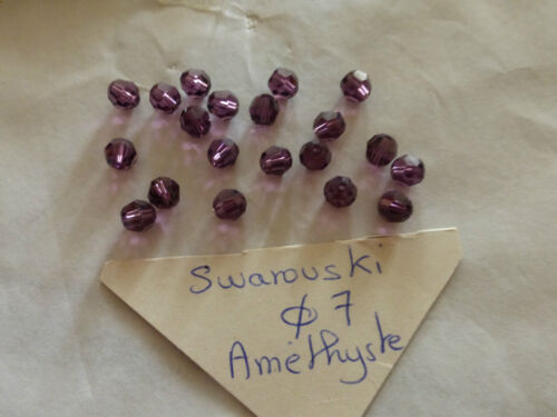 lot de 20 perle en cristal de SWAROVSKI améthyste  diam 7 mm ronde facettes - Photo 1/2