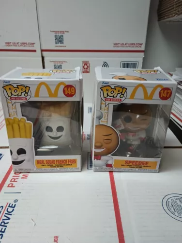 FUNKO POP! AD ICONS SPEEDEE & MEAL SQUAD FRENCH FRIES #147 & #149 NEW BOX DAMAGE