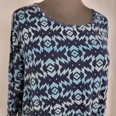 LulaRoe Womens Shirt top pullover Size S Small blue navy Aztek
