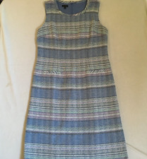 Talbot's Women's Blue White Multicolor Lined Sleeveless Sheath Dress Size 8
