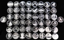 (50) DIFFERENT SILVER $1 USA GEM PROOF (37+ozs) COMMEMORATIVE COINS