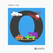 Letter O City Needlepoint Kit or Canvas