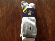 NWTRALPH LAUREN MENS 4PAIRS CREW SOCKS SZ10-13 GRAY/WHITE